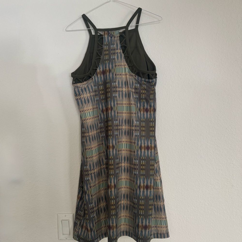 Prana Ardor Elastic Sports Dress Build in Bra Sz M Olive Green Athleisure Comfy - Picture 3 of 15